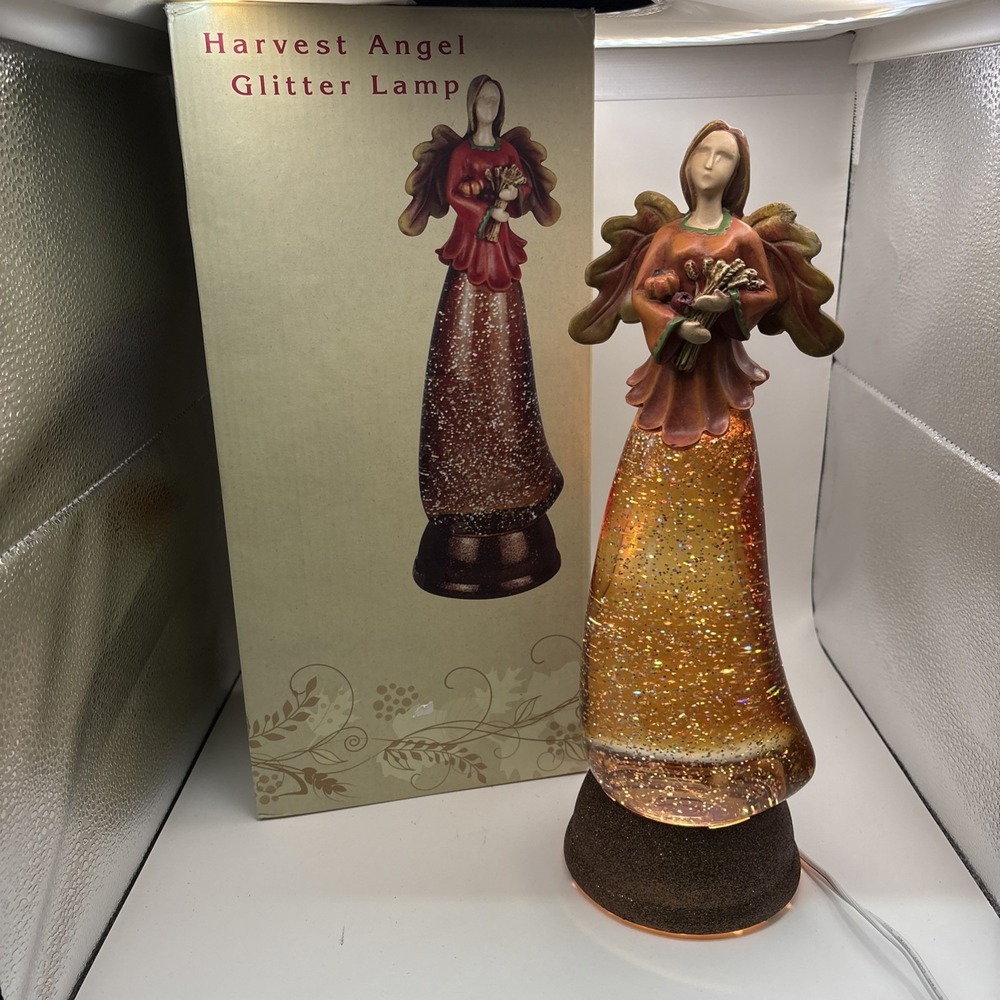 Cracker Barrel~Acylic Harvest Angel Glitter Lamp~13"~IOB